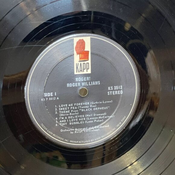 Roger Williams Roger! (Vinyl, 1967) Kapp Records KS-3512 Good+ Record LP - Picture 8 of 12